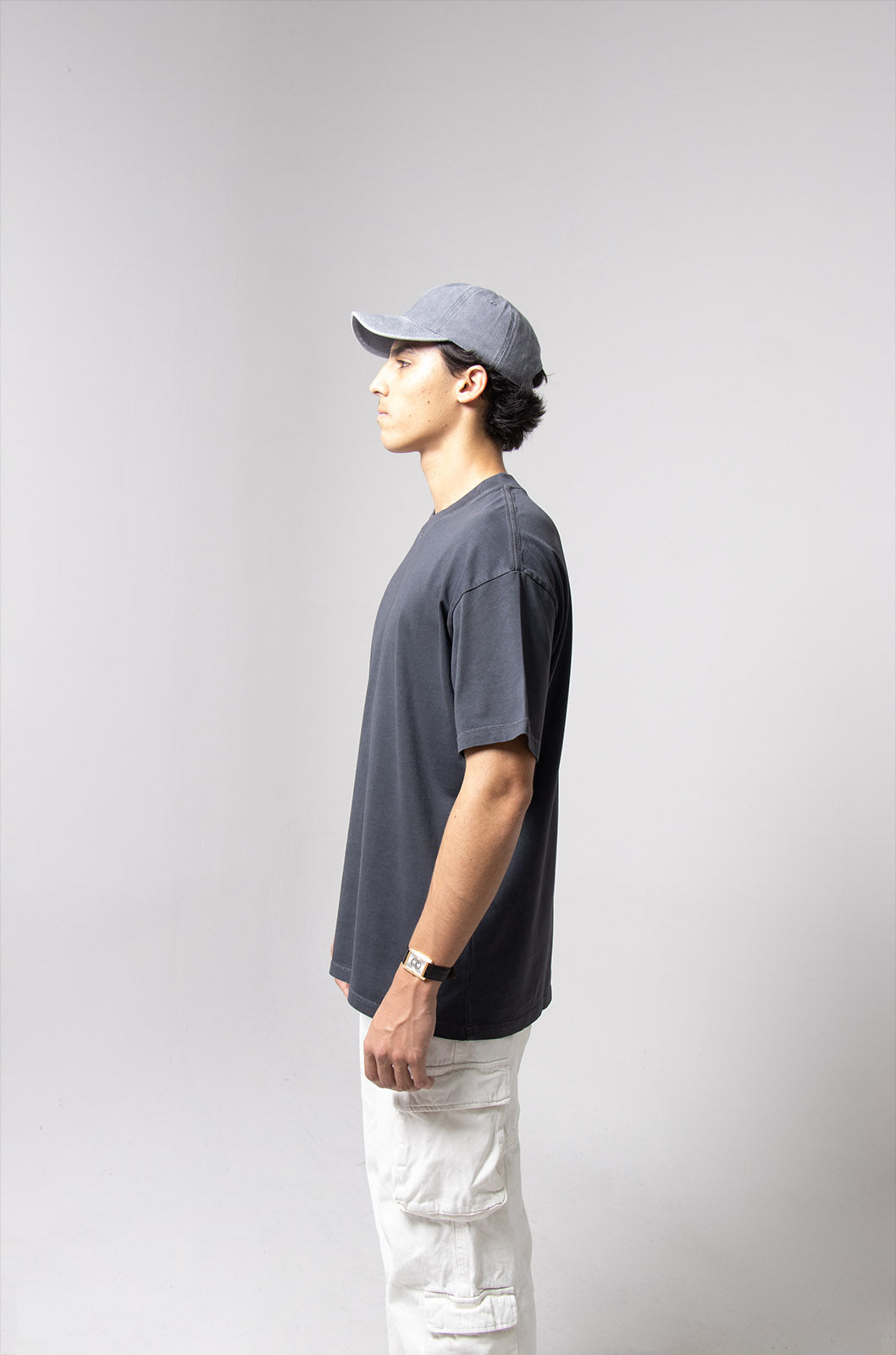 Oversized T-shirt in washed grey, weight 260