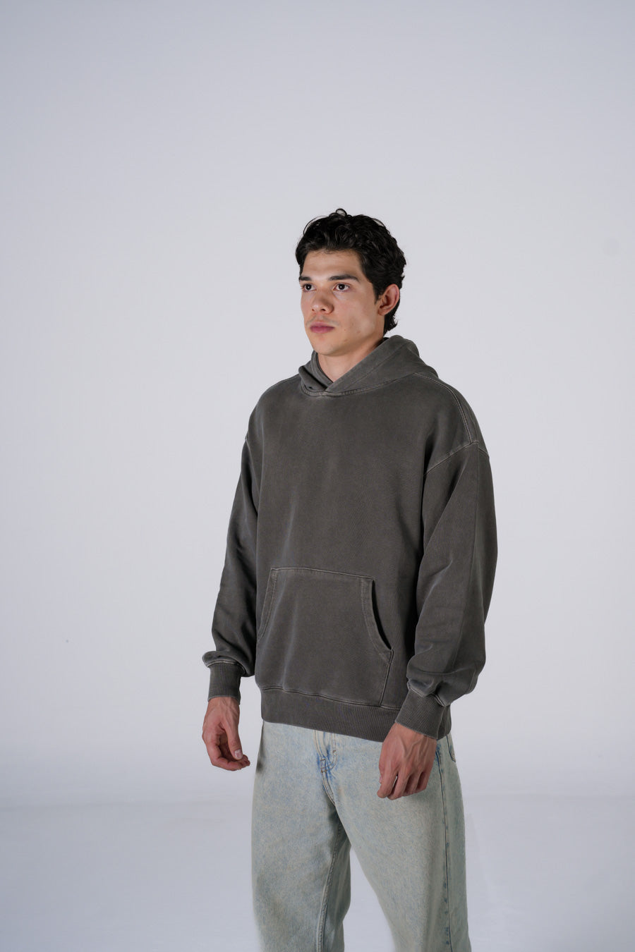 Hoodie Semi Oversize Soft Wash Dark Gray French Terry 420 Gsm