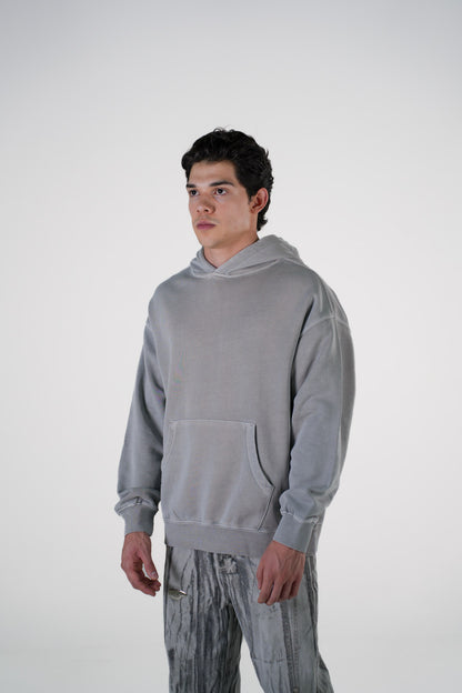 Hoodie Semi Oversize Soft Wash Light Gray French Terry 420 Gsm