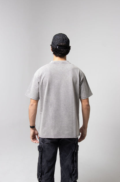 Oversize T-shirt in washed-out Moon Grey, 260 g