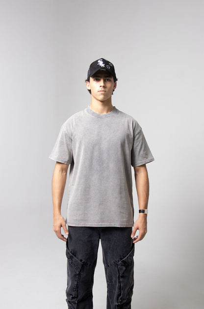 Oversize T-shirt in washed-out Moon Grey, 260 g