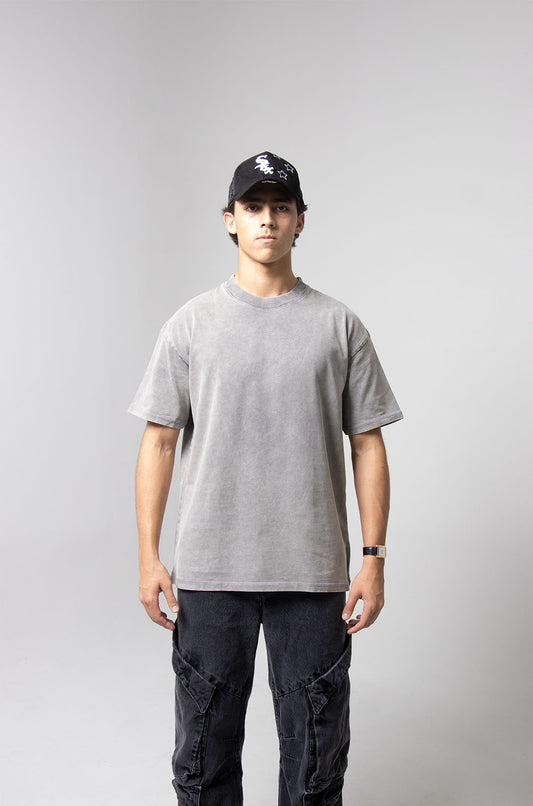 Oversize T-shirt in washed-out Moon Grey, 260 g