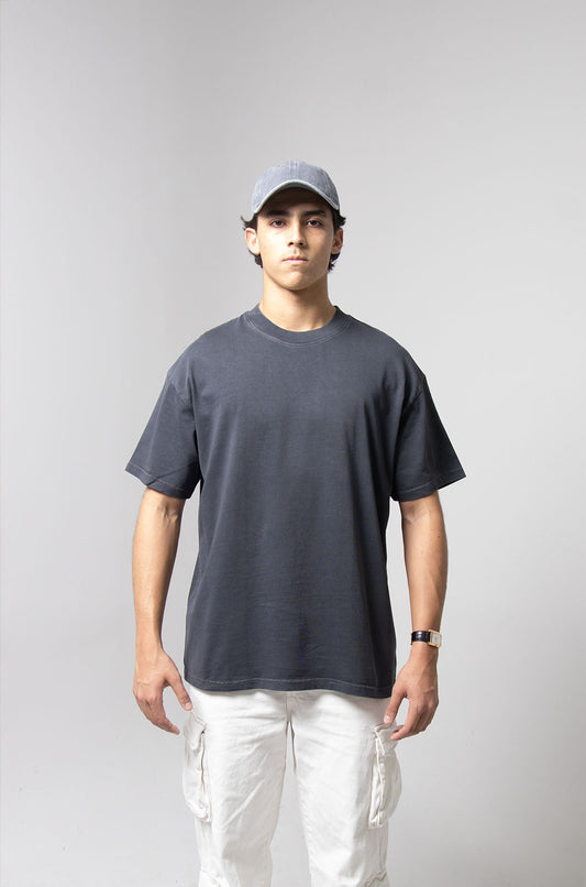 Oversized T-shirt in washed grey, weight 260
