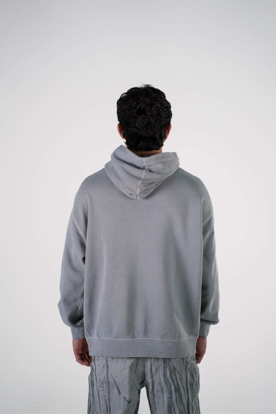 Hoodie Semi Oversize Soft Wash Light Gray French Terry 420 Gsm