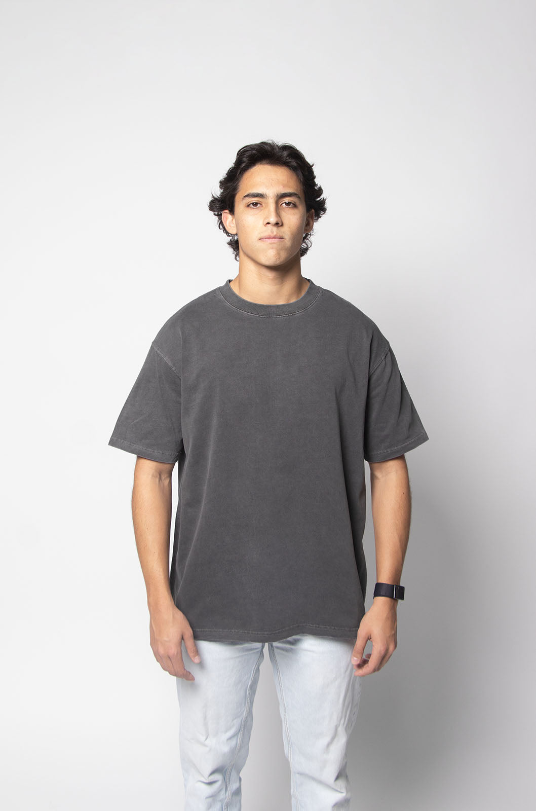 Oversize T-shirt in washed-out Moon Grey, 260 g