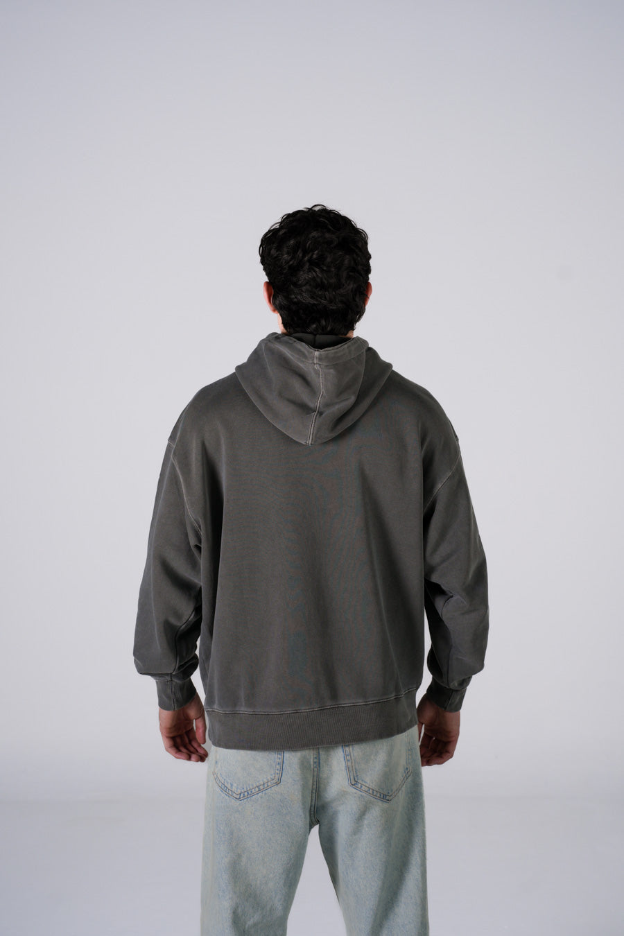 Hoodie Semi Oversize Soft Wash Dark Gray French Terry 420 Gsm