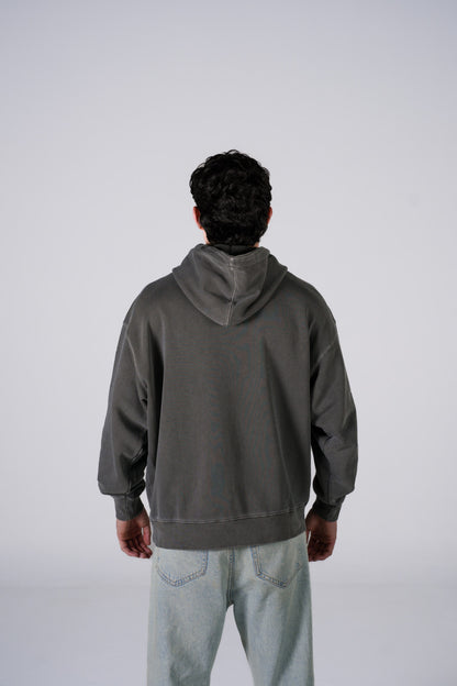 Hoodie Semi Oversize Soft Wash Dark Gray French Terry 420 Gsm