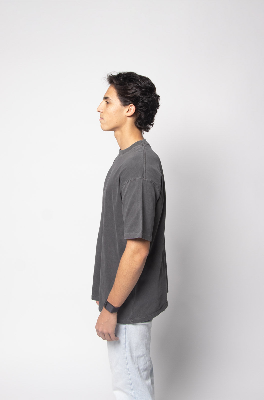 Oversize T-shirt in washed-out Moon Grey, 260 g