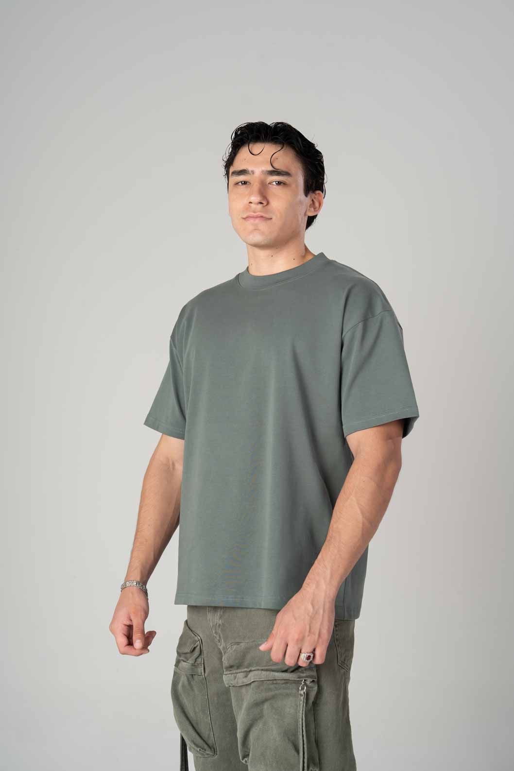 Playera Semi Oversize Aqua Green Gramaje 305