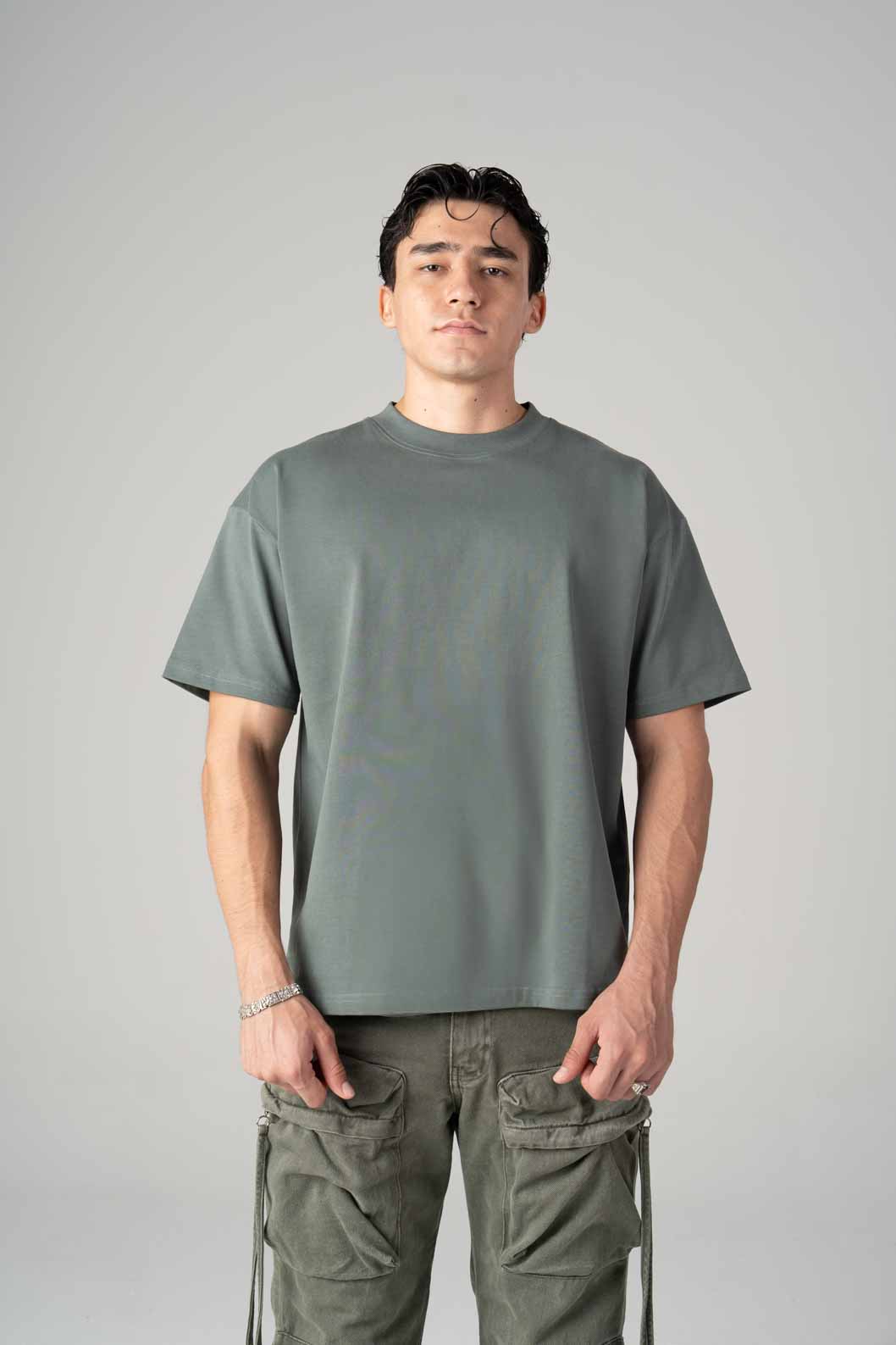 Playera Semi Oversize Aqua Green Gramaje 305