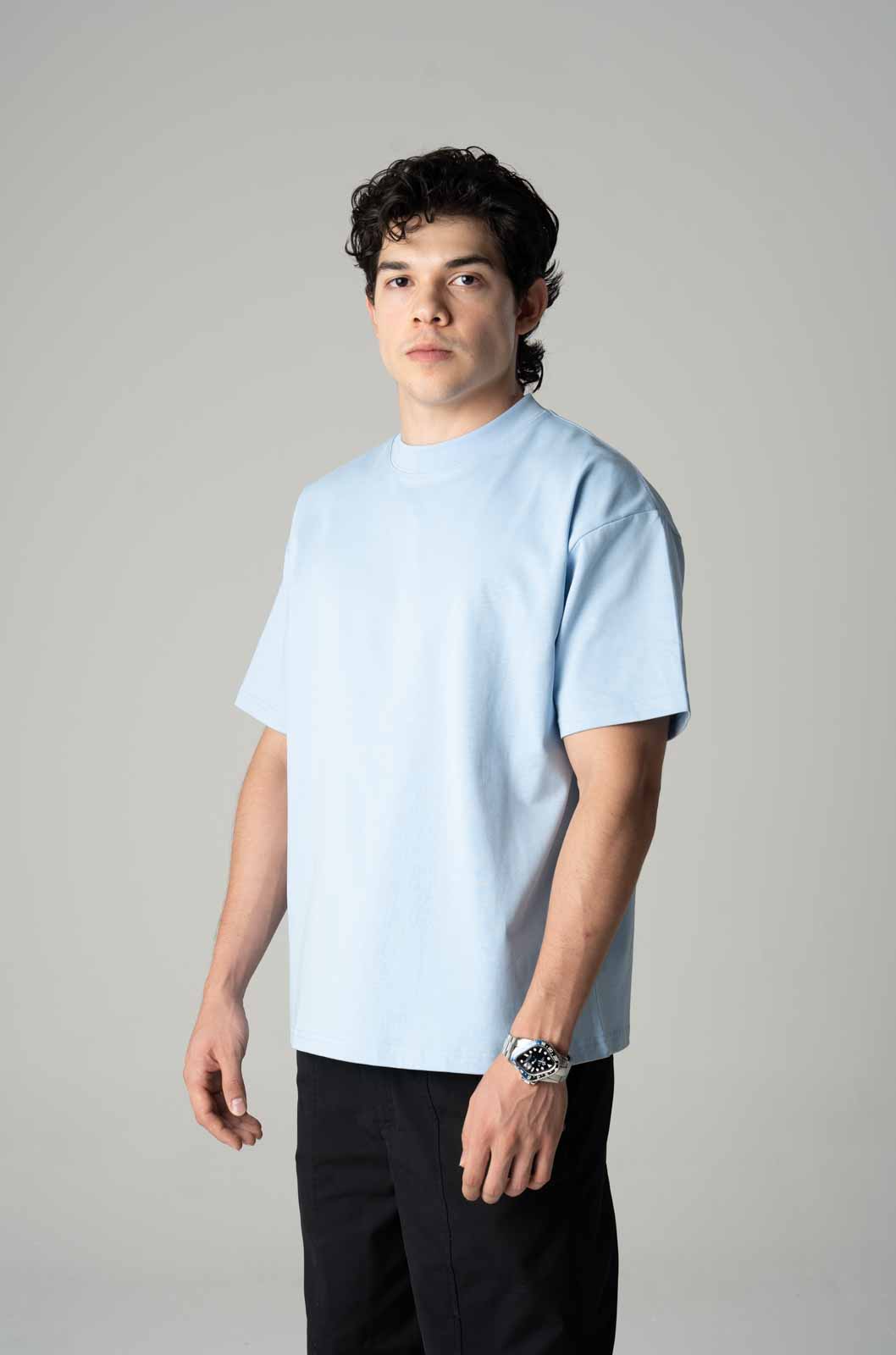 Playera Semi Oversize Light Blue Gramaje 305