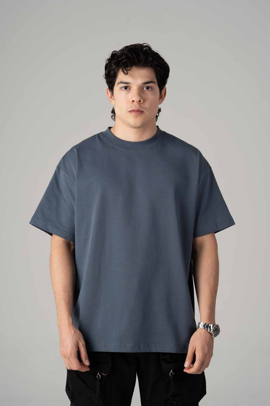 Playera Semi Oversize Mid Blue Gramaje 305