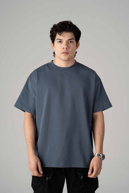 Playera Semi Oversize Mid Blue Gramaje 305