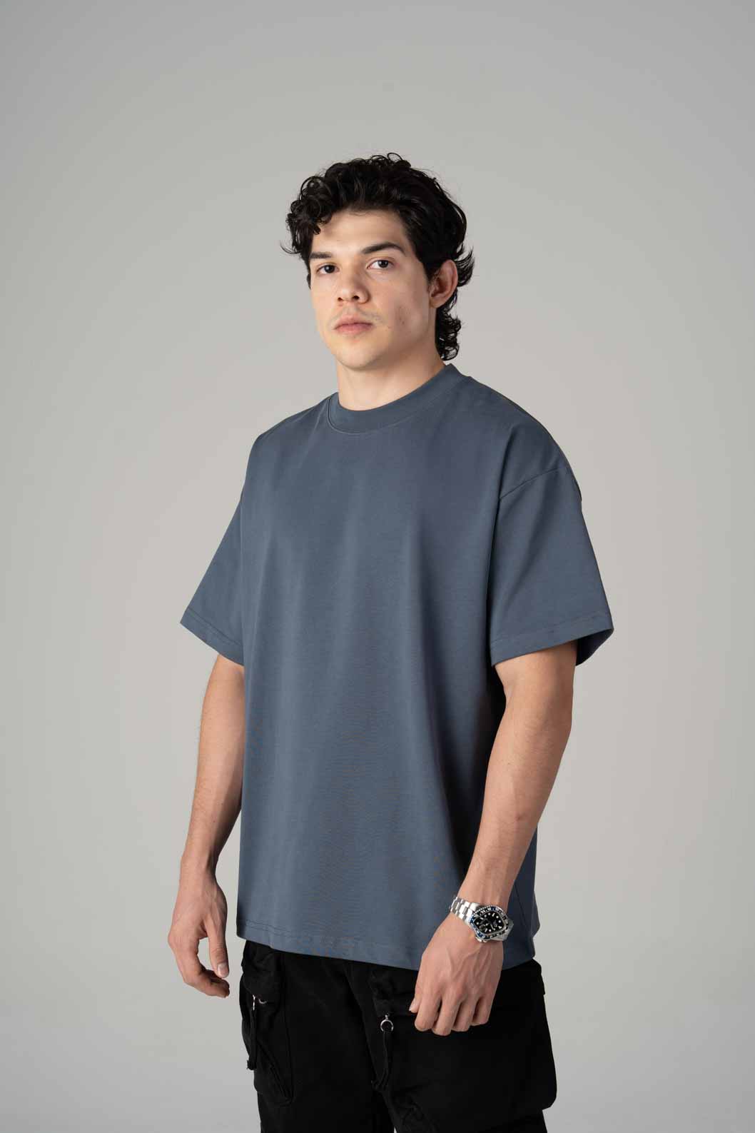 Playera Semi Oversize Mid Blue Gramaje 305