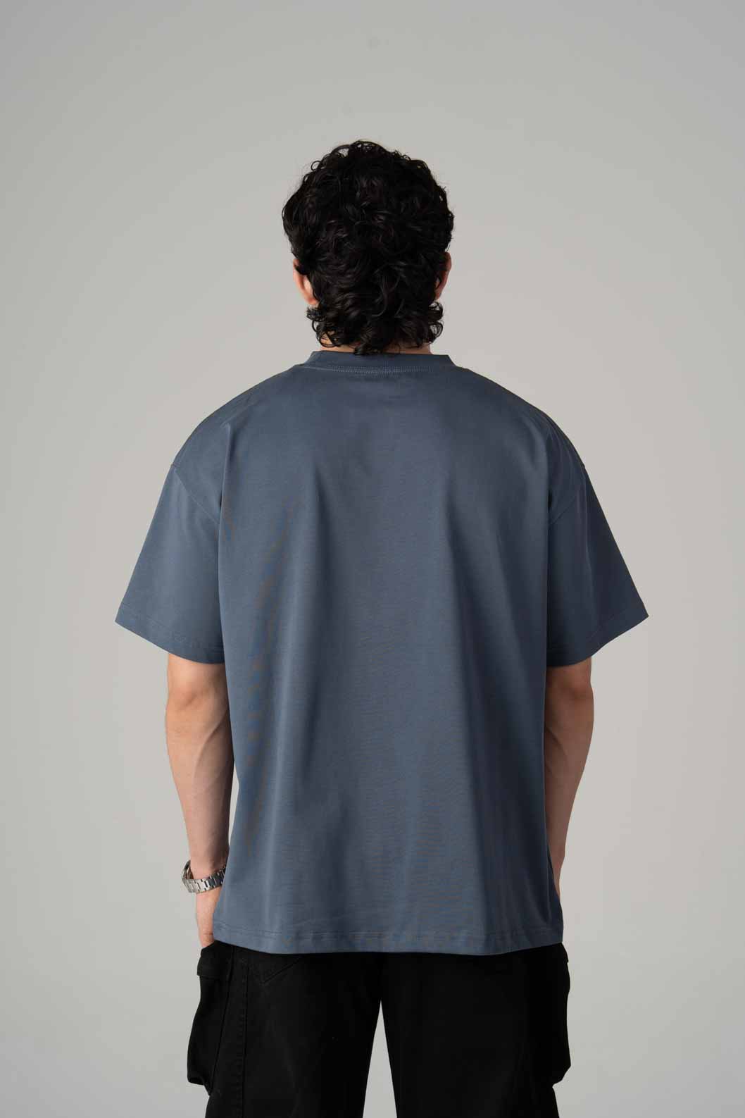 Playera Semi Oversize Mid Blue Gramaje 305