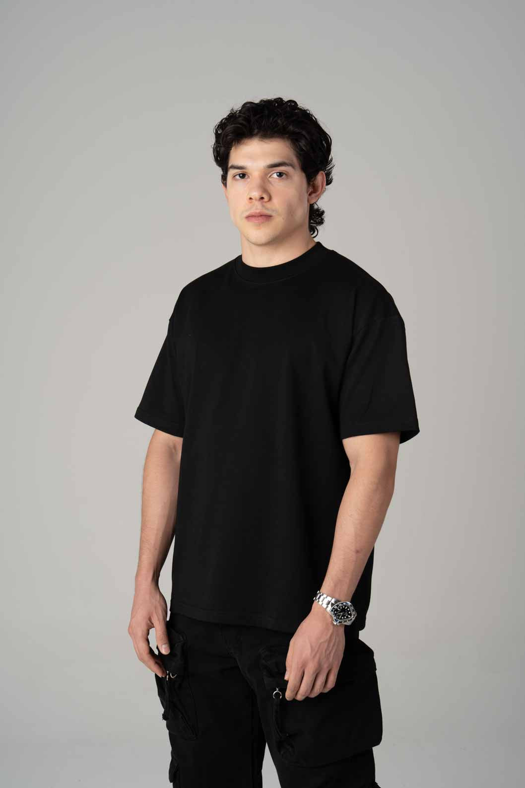 Black Semi Oversize T-shirt Weight 280