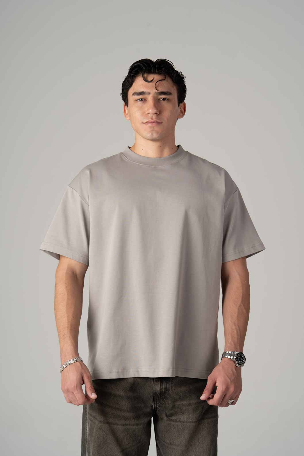 Playera Semi Oversize Light Gray Gramaje 305