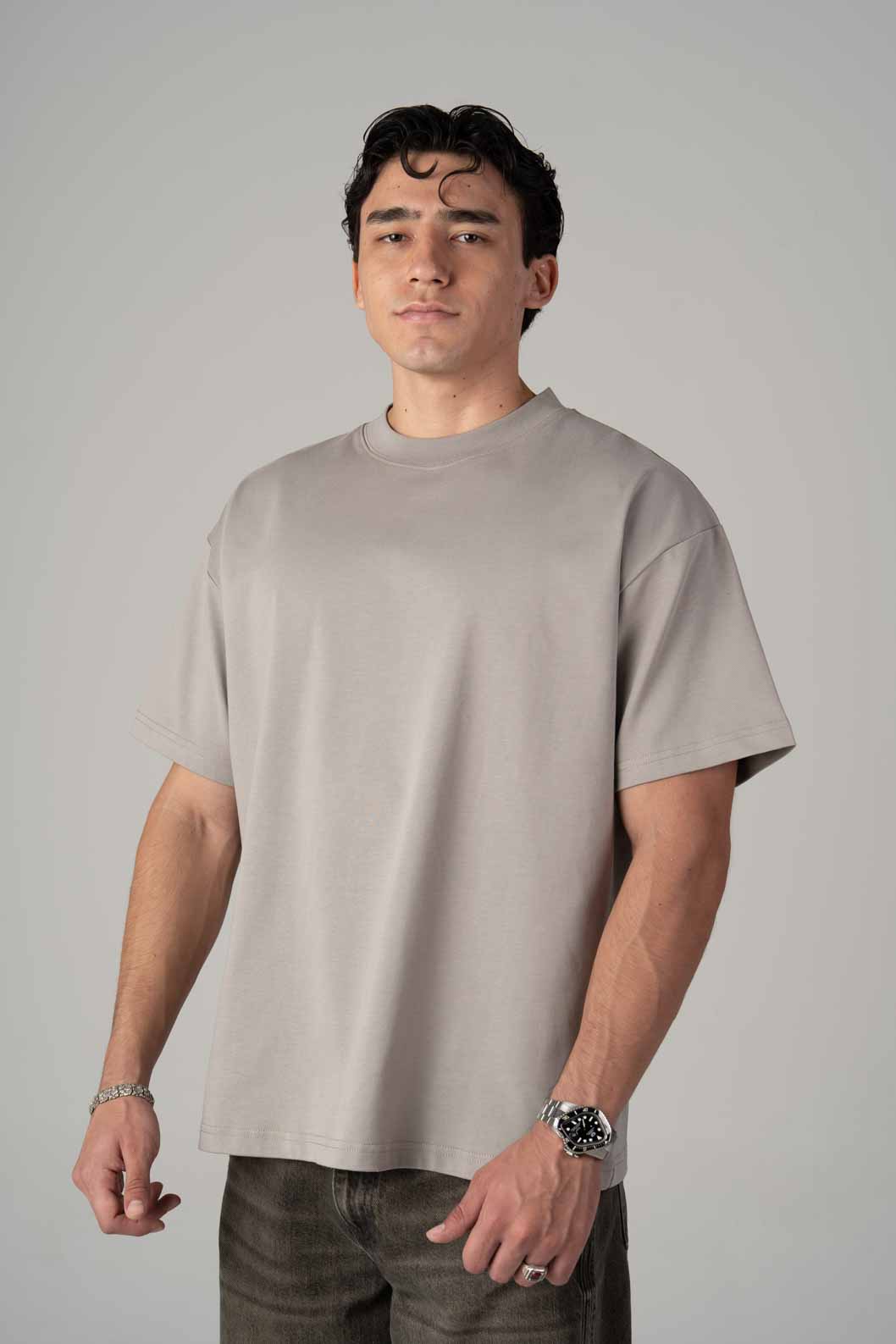 Playera Semi Oversize Light Gray Gramaje 305