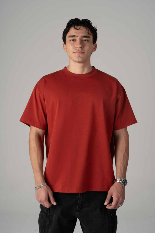Playera Semi Oversize Denim Red Gramaje 305