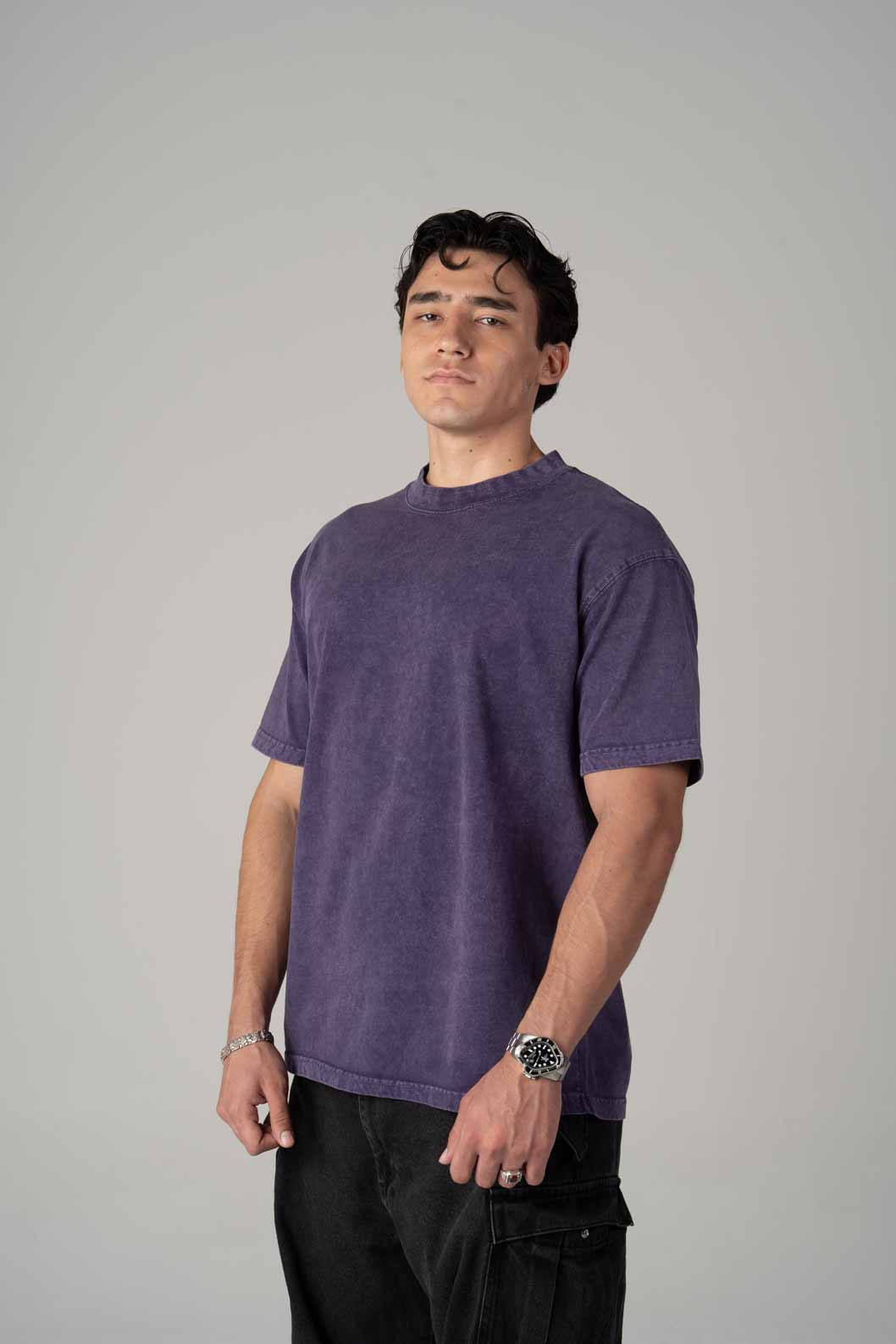 Oversize Black Faded T-shirt Weight 260