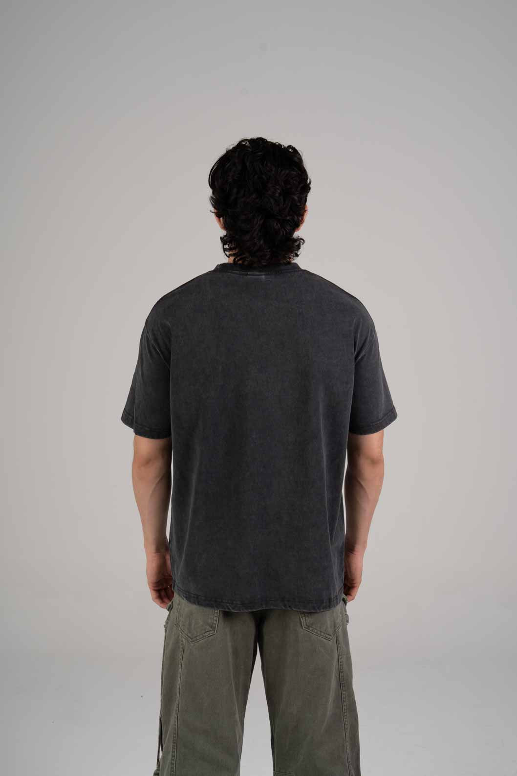 Oversize Black Faded T-shirt Weight 260