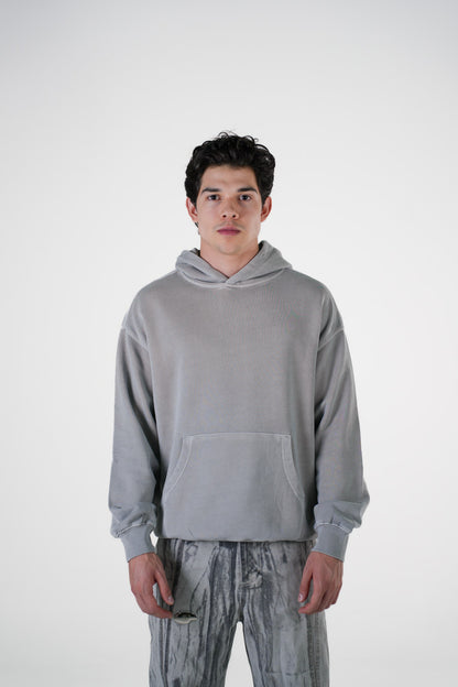 Hoodie Semi Oversize Soft Wash Light Gray French Terry 420 Gsm
