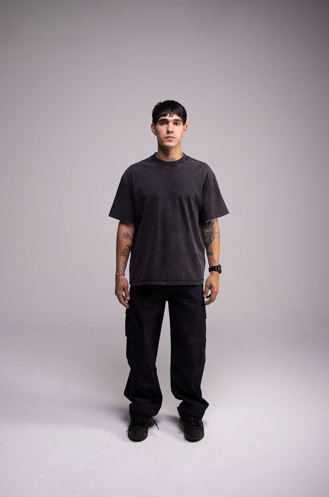 Oversize Black Faded T-shirt Weight 260