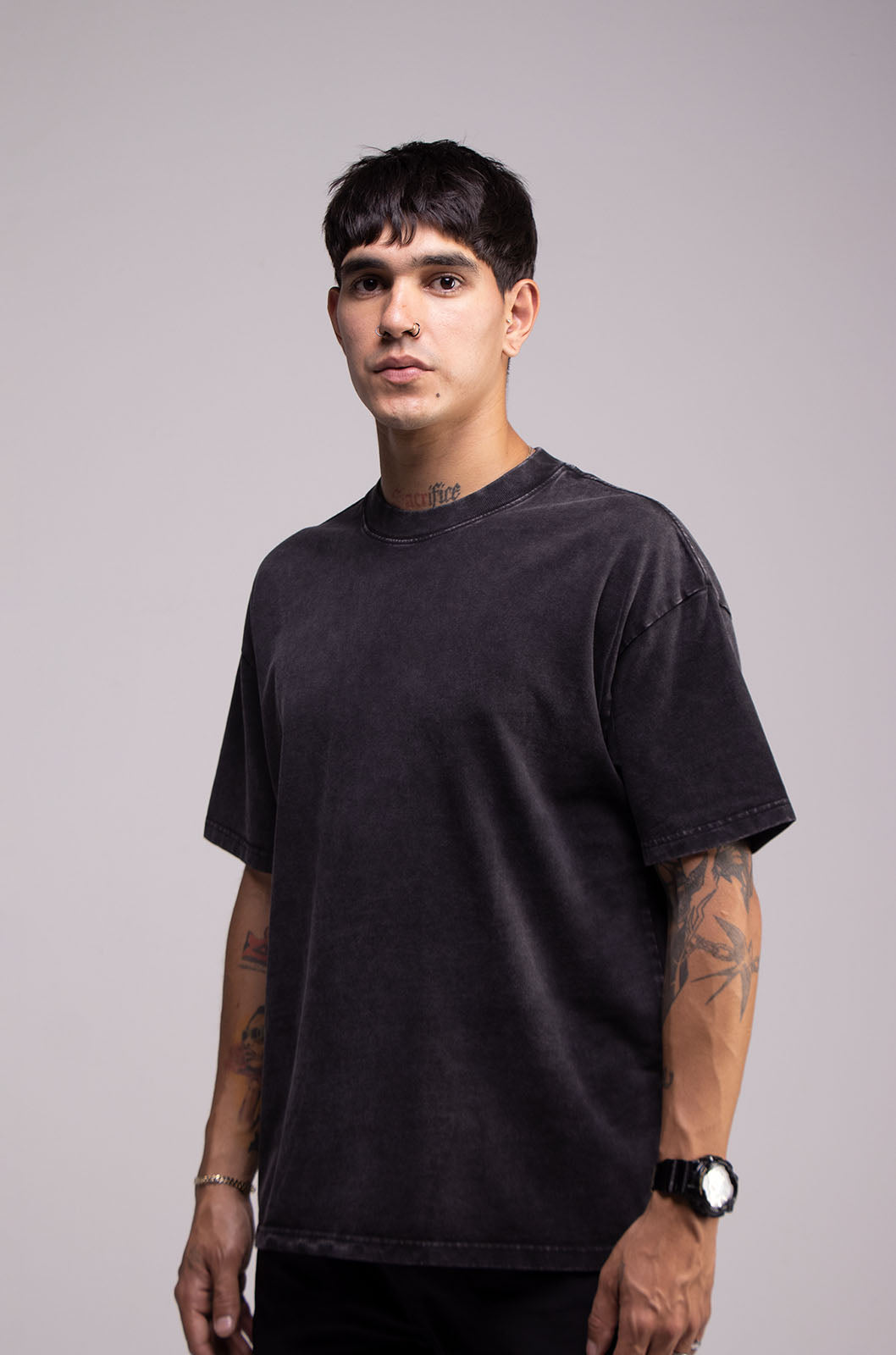 Oversize Black Faded T-shirt Weight 260