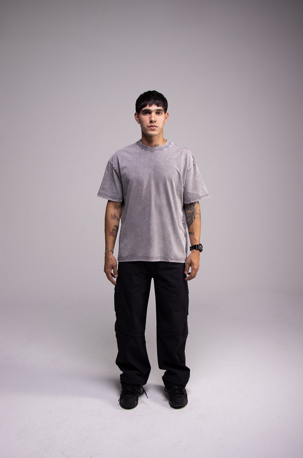 Oversize T-shirt in washed-out Moon Grey, 260 g
