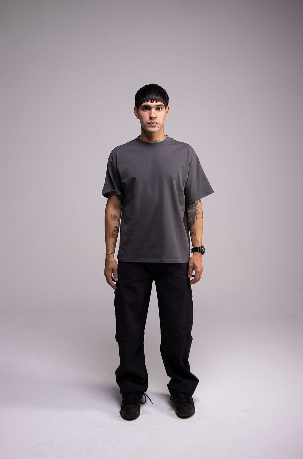 Playera Semi Oversize Dark Grey Gramaje 305