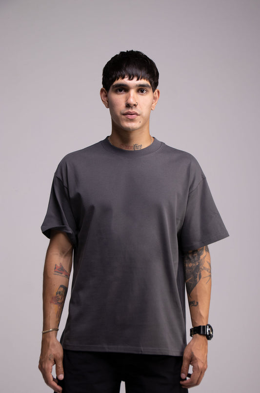 Playera Semi Oversize Dark Grey Gramaje 305