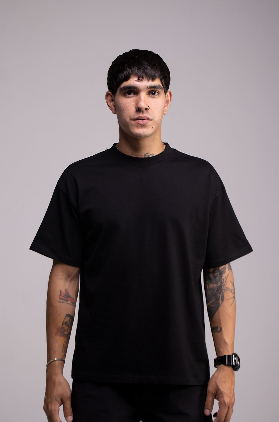 Black Semi Oversize T-shirt Weight 280