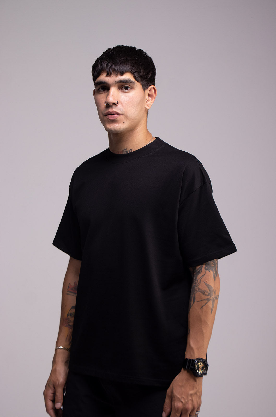Black Semi Oversize T-shirt Weight 280