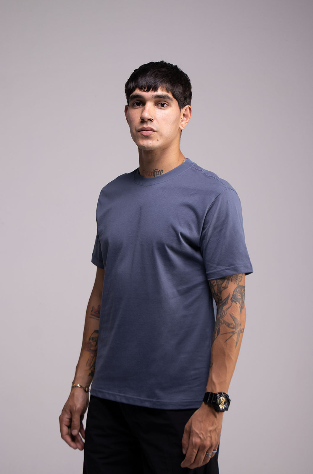Playera Mid Blue Slim Fit 200 GSM