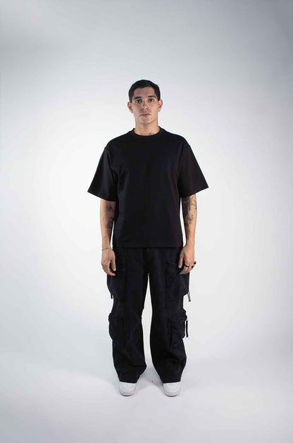 Playera Boxy Fit Negra 320 Gsm