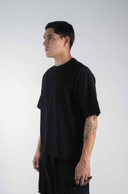 Playera Boxy Fit Negra 320 Gsm