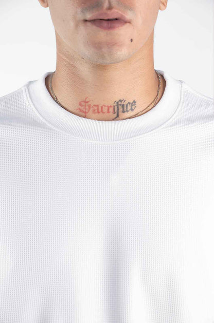 Playera Waffle Manga Larga Blanca 220 GSM