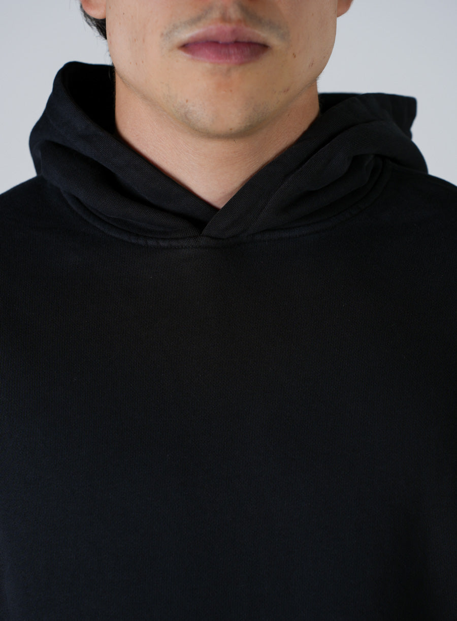 Hoodie Semi Oversize Soft Wash Negra French Terry 420 Gsm