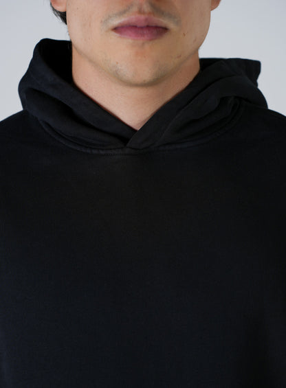 Hoodie Semi Oversize Soft Wash Negra French Terry 420 Gsm