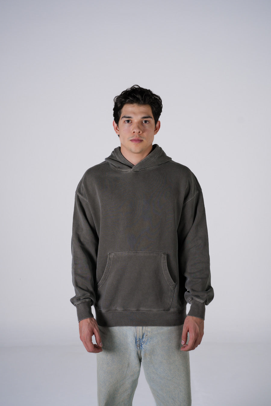 Hoodie Semi Oversize Soft Wash Dark Gray French Terry 420 Gsm