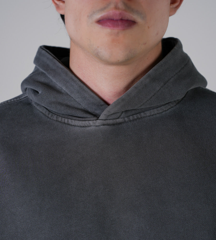 Hoodie Semi Oversize Soft Wash Dark Gray French Terry 420 Gsm