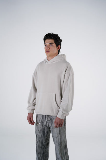 Hoodie Semi Oversize Soft Wash Off White French Terry 420 Gsm