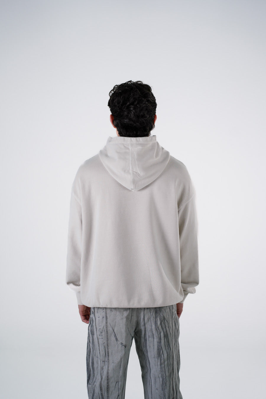 Hoodie Semi Oversize Soft Wash Off White French Terry 420 Gsm