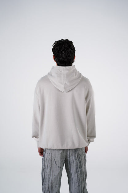 Hoodie Semi Oversize Soft Wash Off White French Terry 420 Gsm