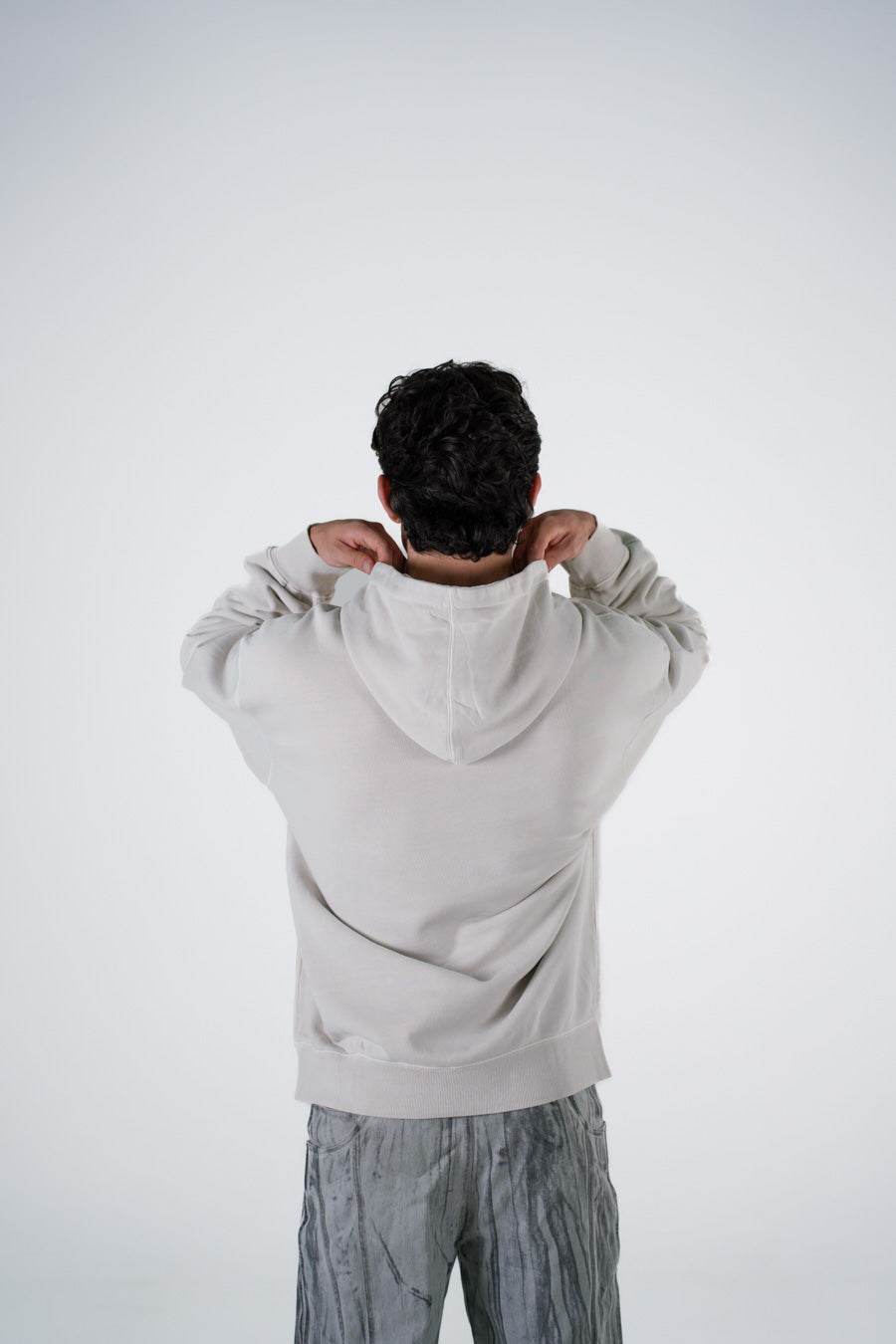 Hoodie Semi Oversize Soft Wash Off White French Terry 420 Gsm
