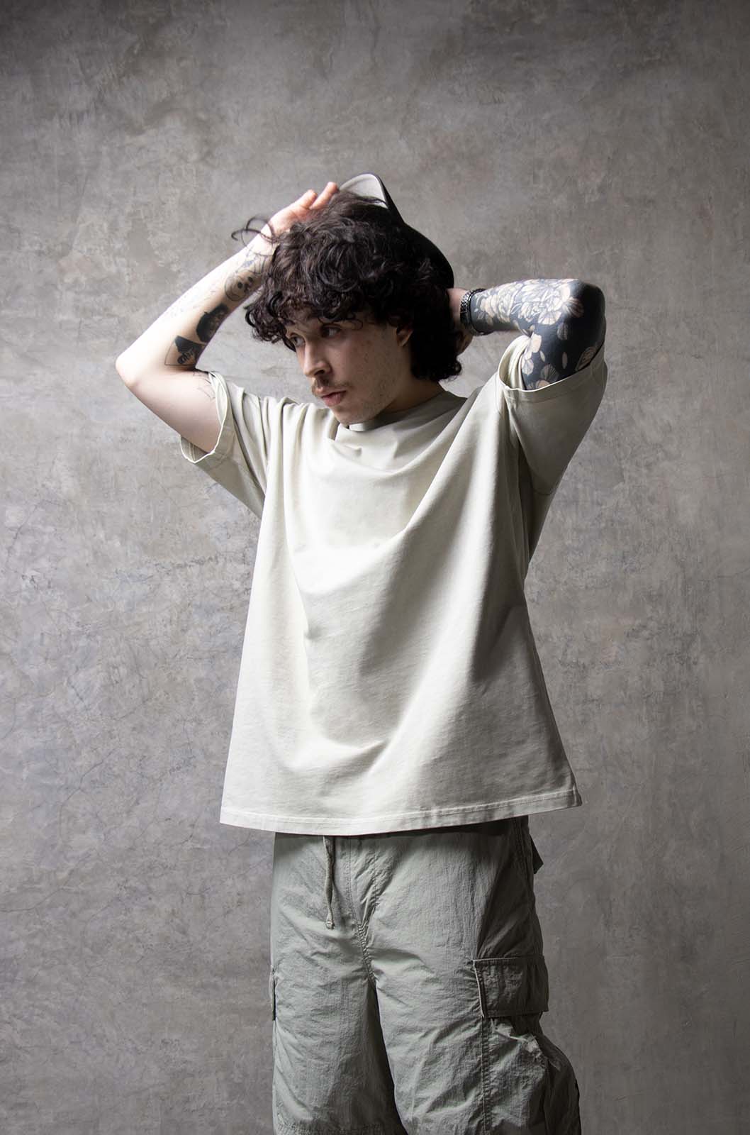 Oversize T-shirt in washed-out Moon Grey, 260 g