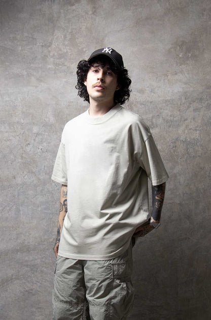Oversize T-shirt in washed-out Moon Grey, 260 g