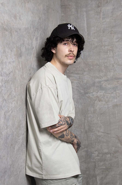 Oversize T-shirt in washed-out Moon Grey, 260 g