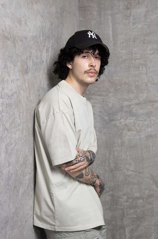 Oversize T-shirt in washed-out Moon Grey, 260 g