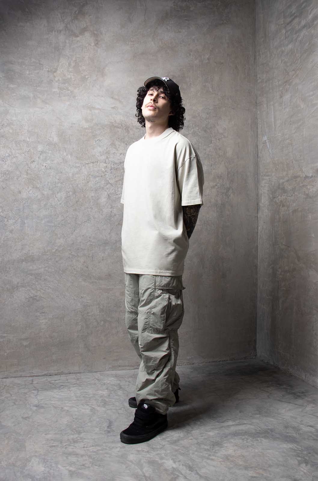 Oversize T-shirt in washed-out Moon Grey, 260 g
